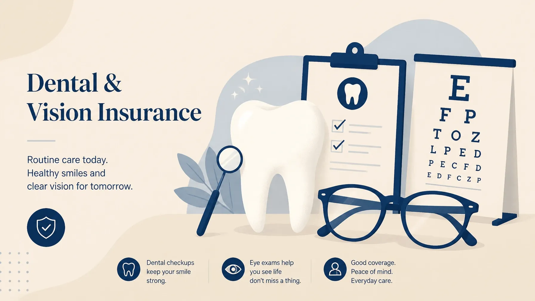 Illustration combining dental care and eyeglasses